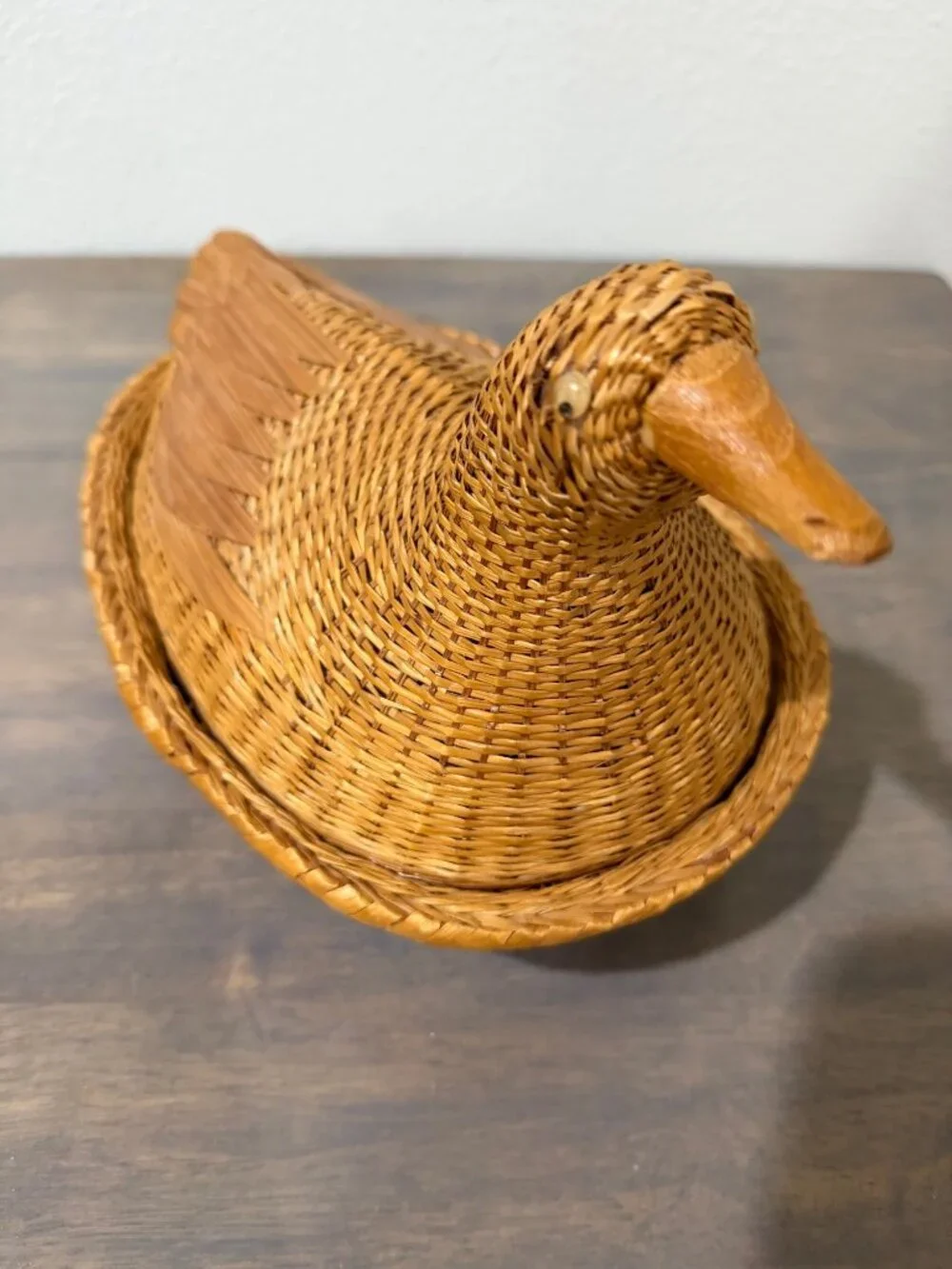 Vintage Wicker Rattan Bird Duck Basket